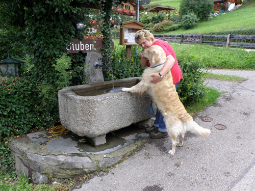 Hmm, frisches Wasser vom Brunnen